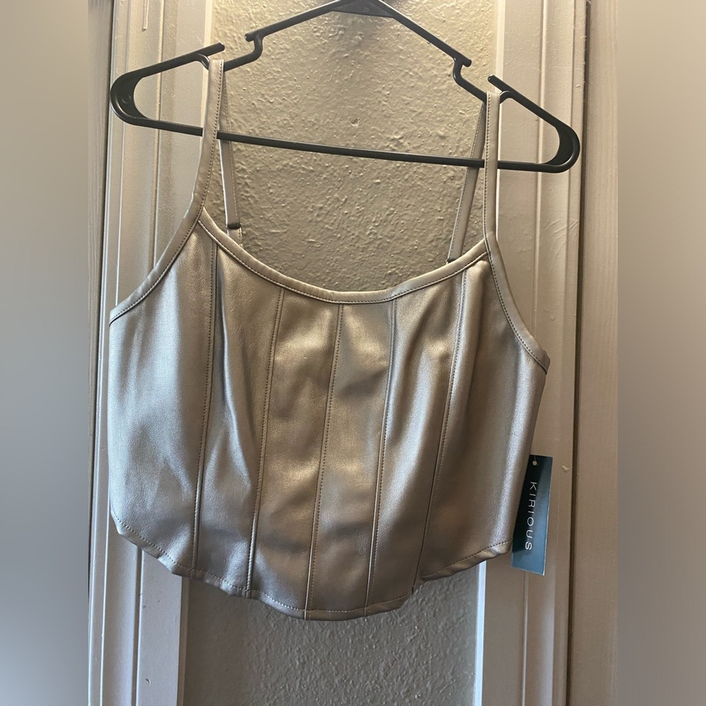 Leather Metallic Tank Top Size L
